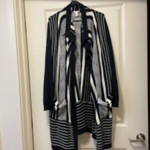 Funky Striped Black and White Chico's Cardigan